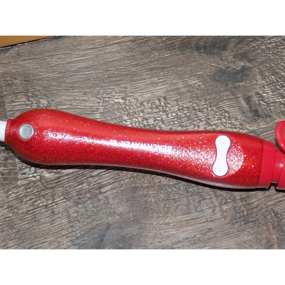 Beachwaver B1 Rotating Curling Iron Women Red Glitter Excellent 1in Barrel